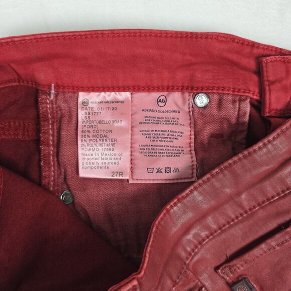 AG Adriano Goldschmied The Farrah Skinny Ankle Burgundy Coated Jeans Size 27R - Picture 7 of 11